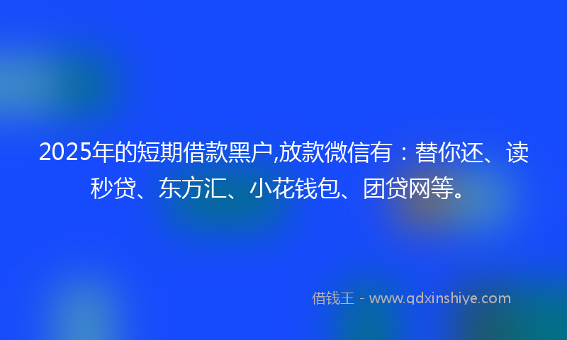 2025年的短期借款黑户,放款微信有：替你还、读秒贷、东方汇、小花钱包、团贷网等。