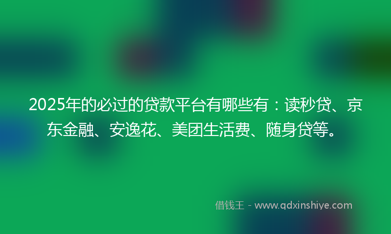 2025年的必过的贷款平台有哪些有：读秒贷、京东金融、安逸花、美团生活费、随身贷等。