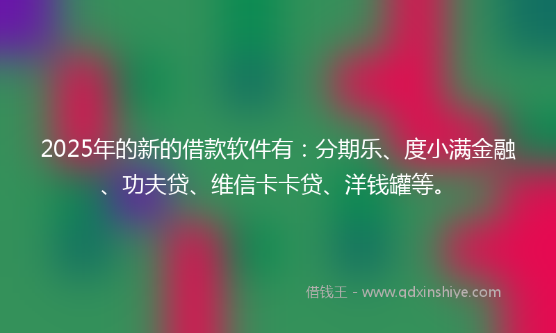 2025年的新的借款软件有：分期乐、度小满金融、功夫贷、维信卡卡贷、洋钱罐等。