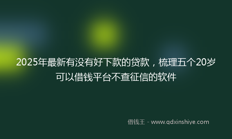 2025年最新有没有好下款的贷款，梳理五个20岁可以借钱平台不查征信的软件