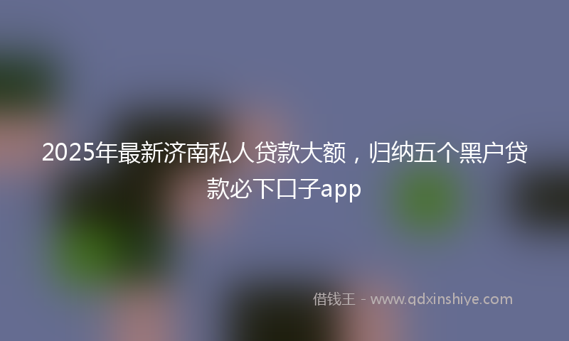 2025年最新济南私人贷款大额，归纳五个黑户贷款必下口子app