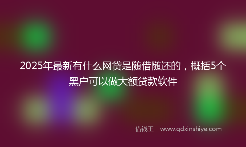 2025年最新有什么网贷是随借随还的，概括5个黑户可以做大额贷款软件