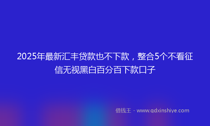 2025年最新汇丰贷款也不下款，整合5个不看征信无视黑白百分百下款口子