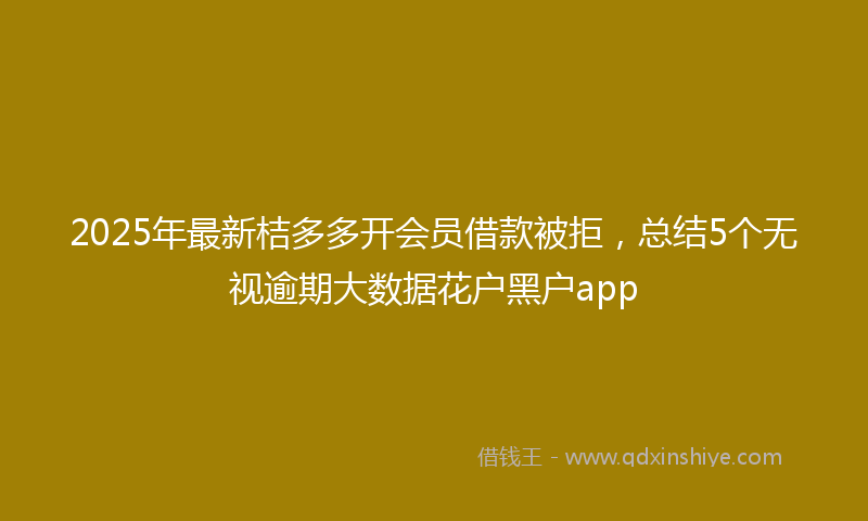 2025年最新桔多多开会员借款被拒，总结5个无视逾期大数据花户黑户app