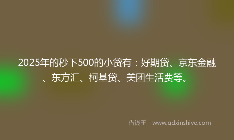 2025年的秒下500的小贷有：好期贷、京东金融、东方汇、柯基贷、美团生活费等。