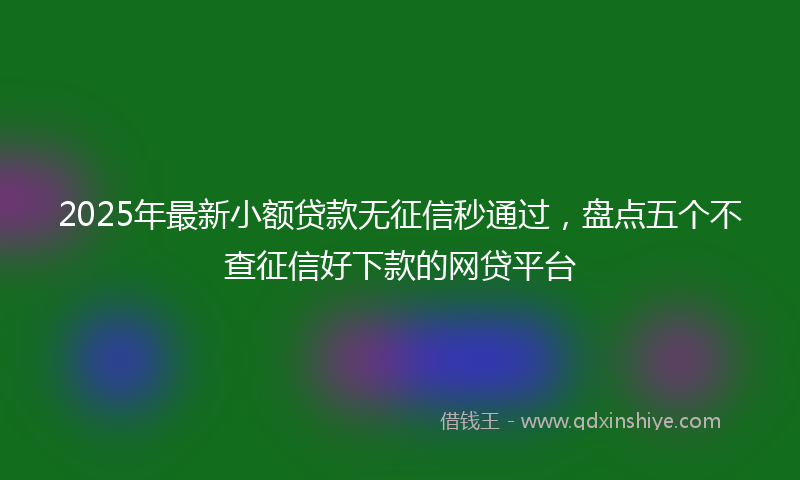 2025年最新小额贷款无征信秒通过，盘点五个不查征信好下款的网贷平台