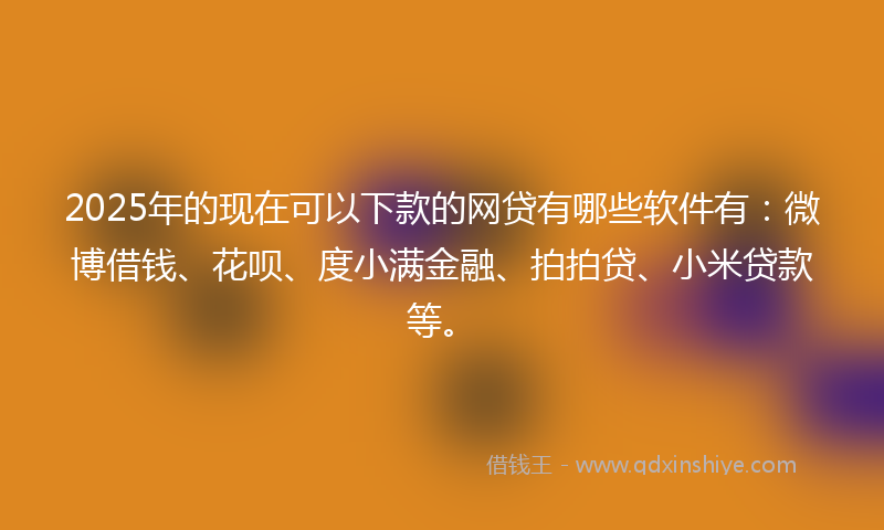 2025年的现在可以下款的网贷有哪些软件有：微博借钱、花呗、度小满金融、拍拍贷、小米贷款等。
