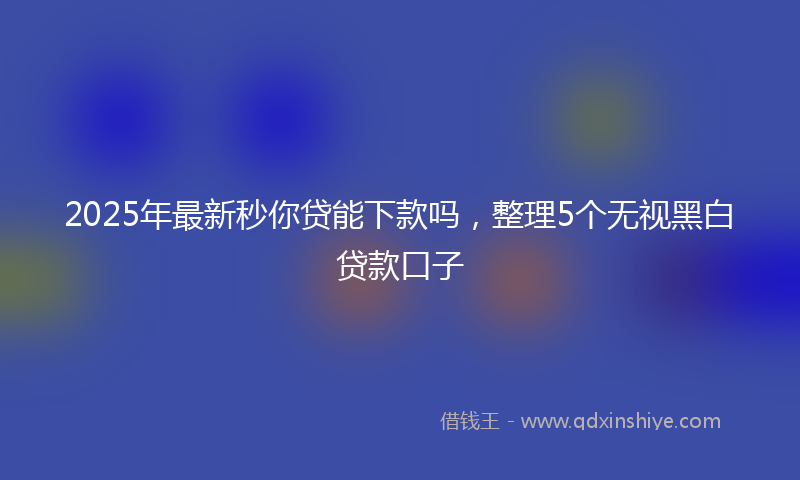 2025年最新秒你贷能下款吗，整理5个无视黑白贷款口子