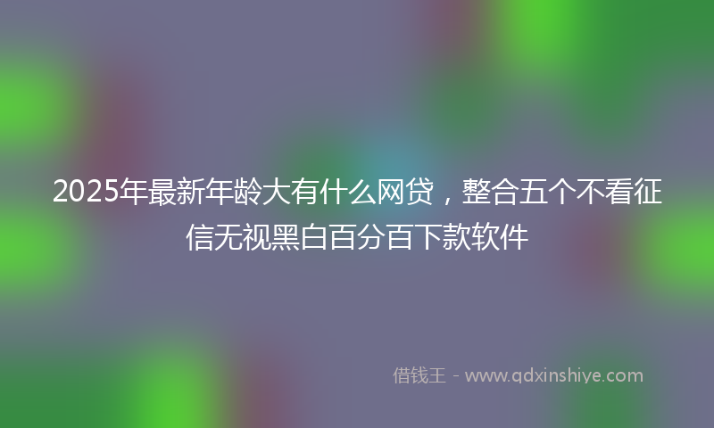 2025年最新年龄大有什么网贷，整合五个不看征信无视黑白百分百下款软件