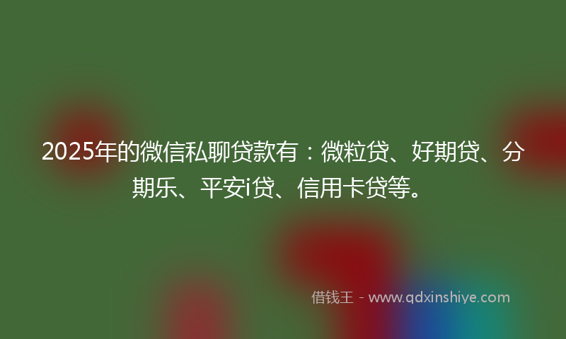 2025年的微信私聊贷款有：微粒贷、好期贷、分期乐、平安i贷、信用卡贷等。