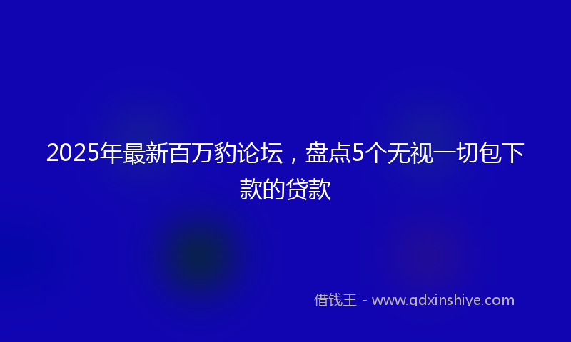 2025年最新百万豹论坛，盘点5个无视一切包下款的贷款