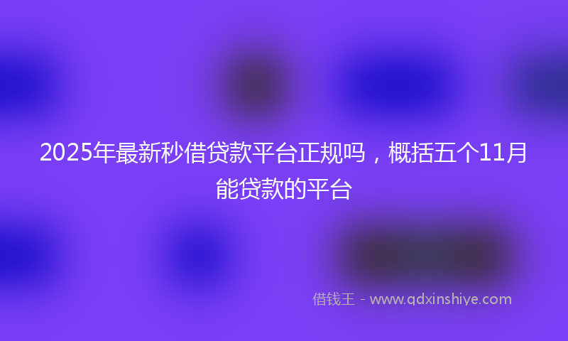 2025年最新秒借贷款平台正规吗，概括五个11月能贷款的平台
