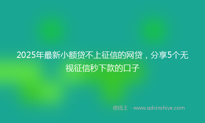 2025年最新小额贷不上征信的网贷，分享5个无视征信秒下款的口子