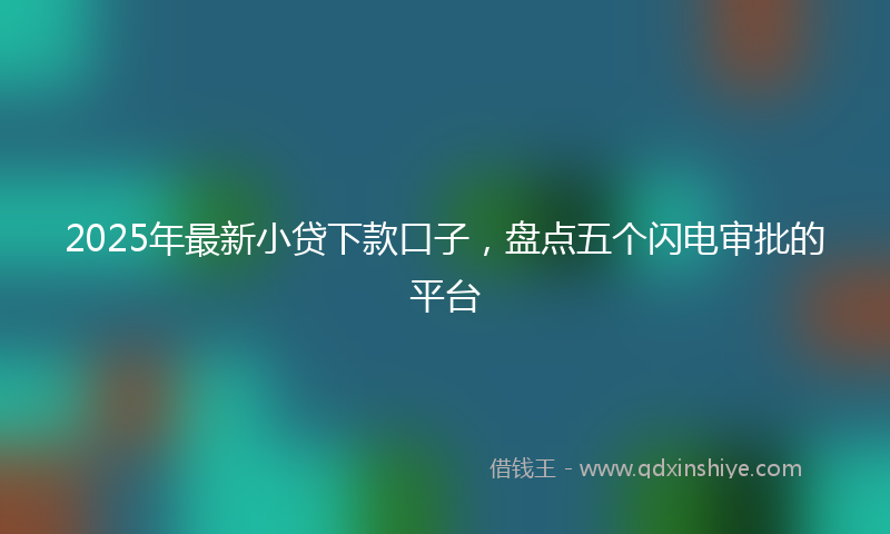 2025年最新小贷下款口子，盘点五个闪电审批的平台