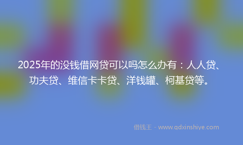 2025年的没钱借网贷可以吗怎么办有：人人贷、功夫贷、维信卡卡贷、洋钱罐、柯基贷等。