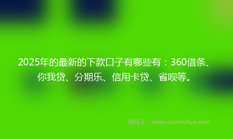 2025年的最新的下款口子有哪些有：360借条、你我贷、分期乐、信用卡贷、省呗等。