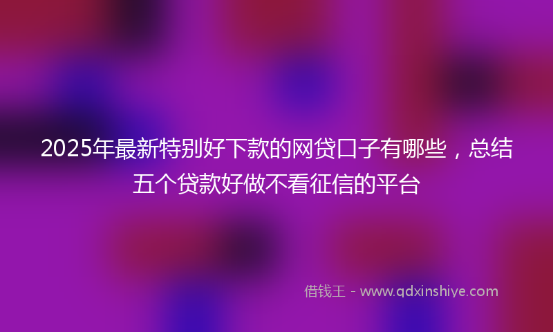 2025年最新特别好下款的网贷口子有哪些，总结五个贷款好做不看征信的平台