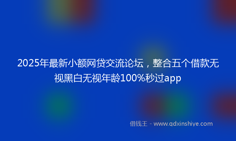 2025年最新小额网贷交流论坛，整合五个借款无视黑白无视年龄100%秒过app