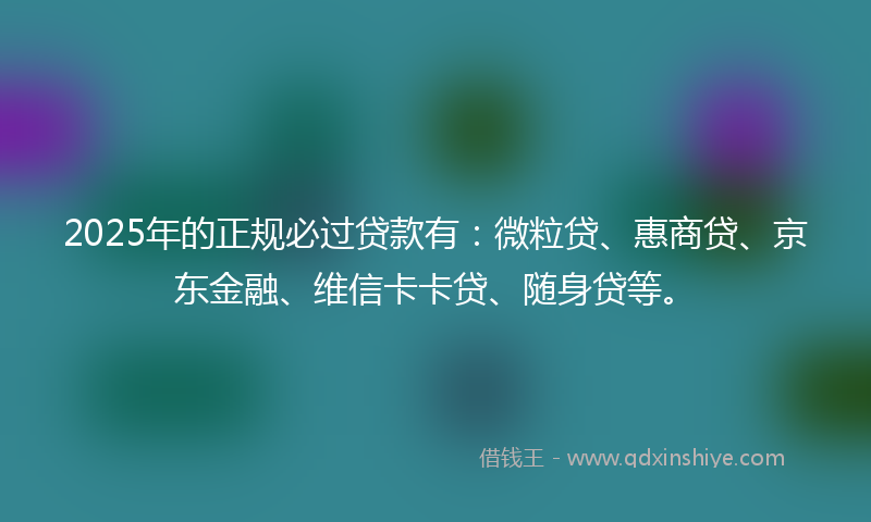 2025年的正规必过贷款有：微粒贷、惠商贷、京东金融、维信卡卡贷、随身贷等。