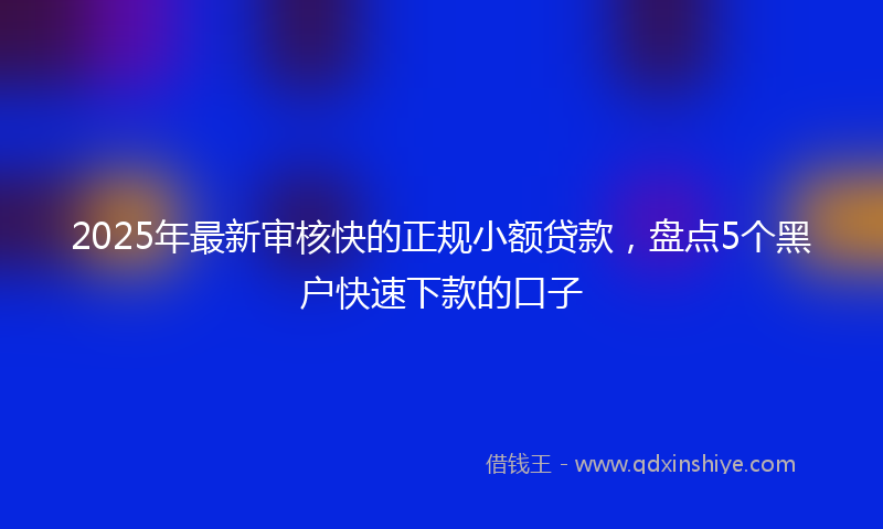 2025年最新审核快的正规小额贷款，盘点5个黑户快速下款的口子