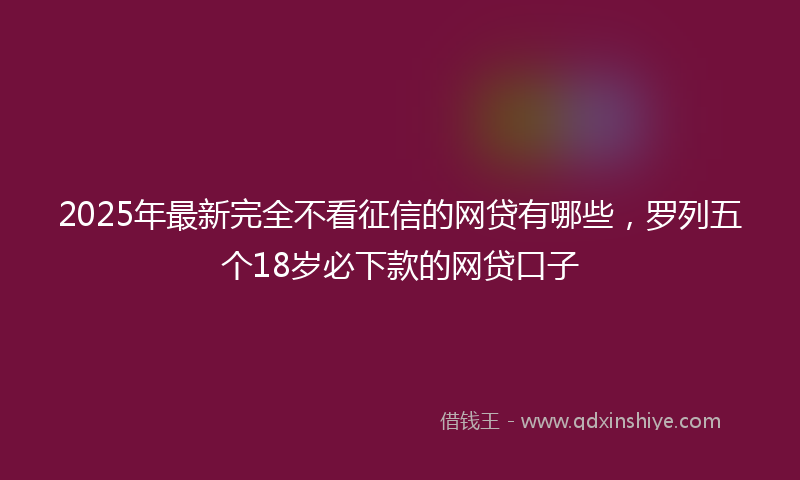 2025年最新完全不看征信的网贷有哪些，罗列五个18岁必下款的网贷口子