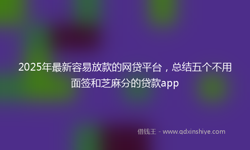 2025年最新容易放款的网贷平台，总结五个不用面签和芝麻分的贷款app