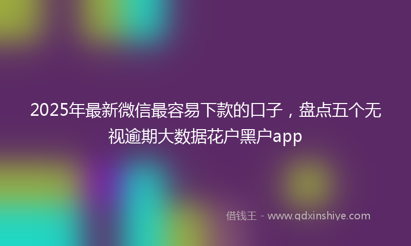 2025年最新微信最容易下款的口子，盘点五个无视逾期大数据花户黑户app