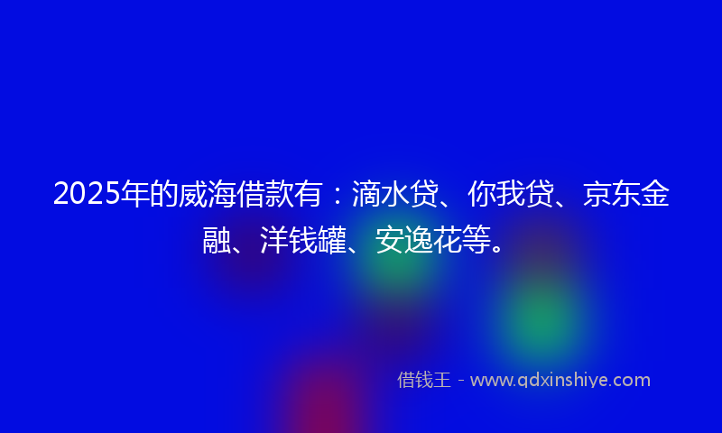 2025年的威海借款有：滴水贷、你我贷、京东金融、洋钱罐、安逸花等。