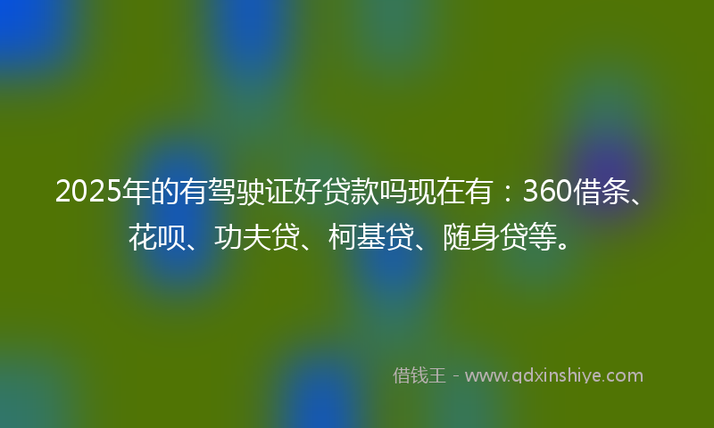 2025年的有驾驶证好贷款吗现在有：360借条、花呗、功夫贷、柯基贷、随身贷等。