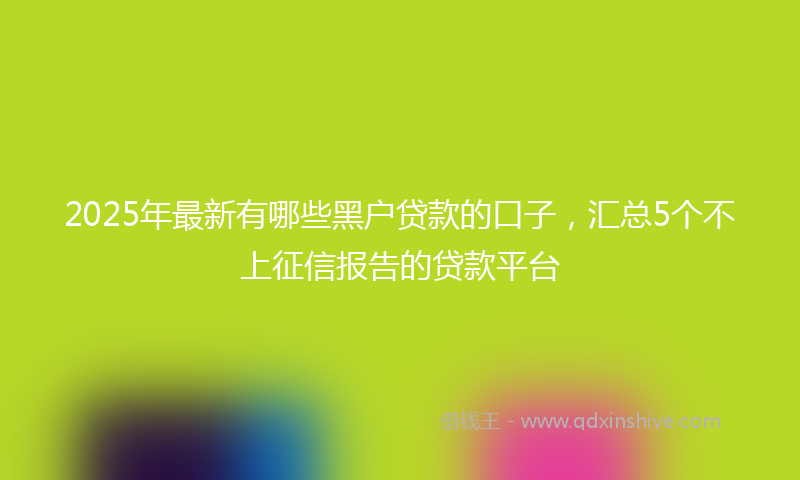 2025年最新有哪些黑户贷款的口子，汇总5个不上征信报告的贷款平台