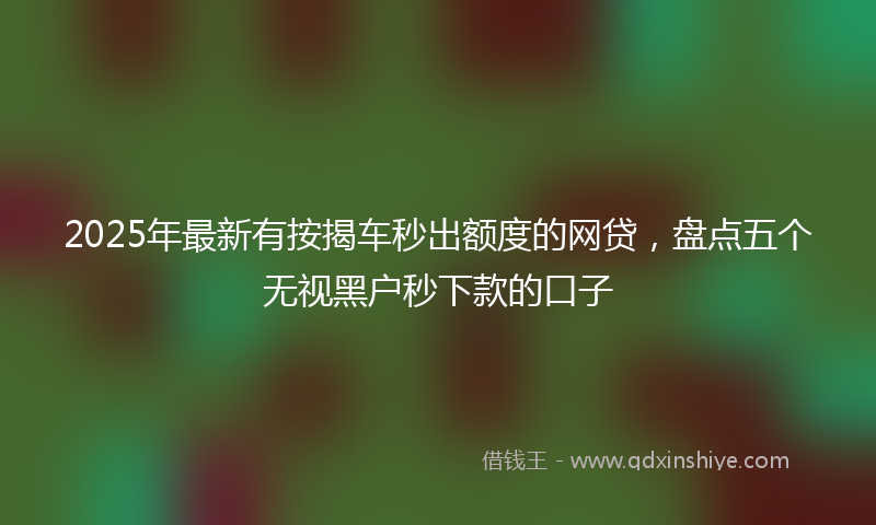 2025年最新有按揭车秒出额度的网贷，盘点五个无视黑户秒下款的口子
