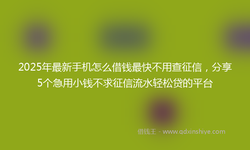 2025年最新手机怎么借钱最快不用查征信，分享5个急用小钱不求征信流水轻松贷的平台