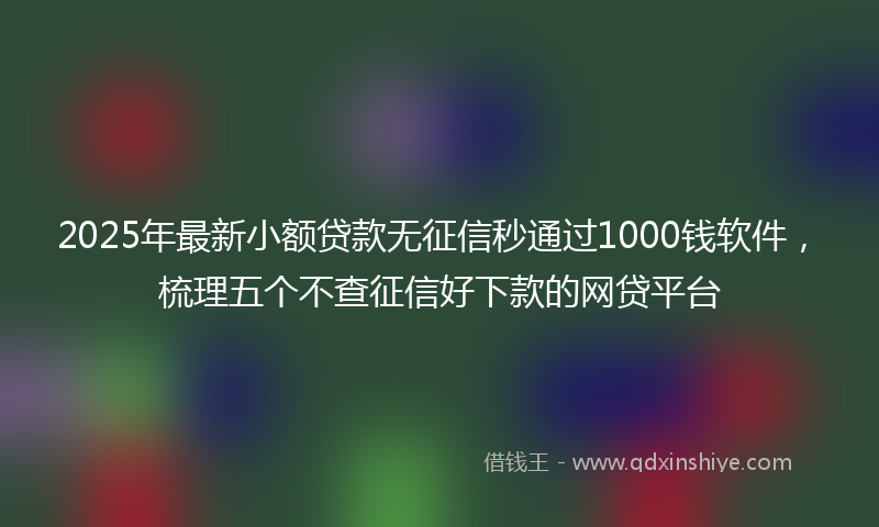 2025年最新小额贷款无征信秒通过1000钱软件，梳理五个不查征信好下款的网贷平台