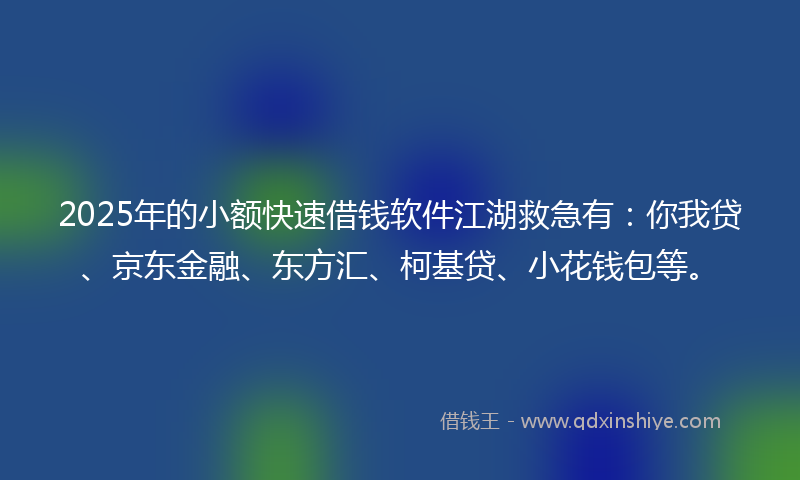 2025年的小额快速借钱软件江湖救急有：你我贷、京东金融、东方汇、柯基贷、小花钱包等。