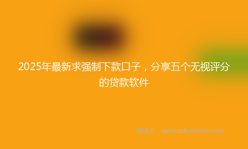 2025年最新求强制下款口子，分享五个无视评分的贷款软件