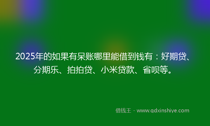 2025年的如果有呆账哪里能借到钱有：好期贷、分期乐、拍拍贷、小米贷款、省呗等。