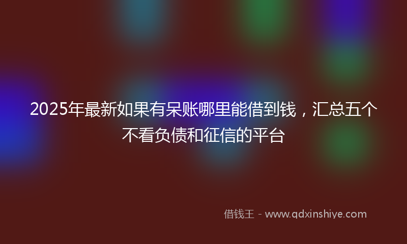 2025年最新如果有呆账哪里能借到钱，汇总五个不看负债和征信的平台