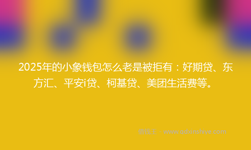 2025年的小象钱包怎么老是被拒有：好期贷、东方汇、平安i贷、柯基贷、美团生活费等。
