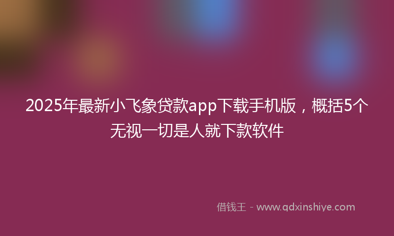 2025年最新小飞象贷款app下载手机版，概括5个无视一切是人就下款软件