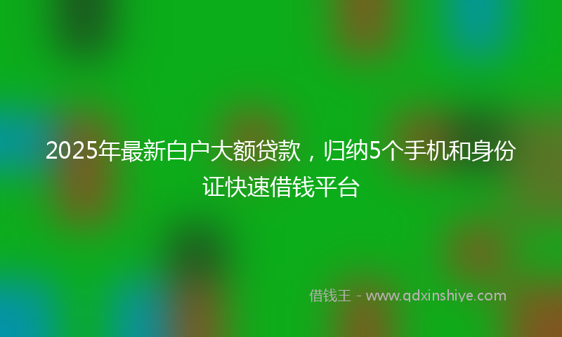 2025年最新白户大额贷款，归纳5个手机和身份证快速借钱平台