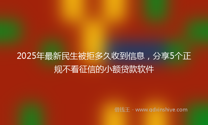 2025年最新民生被拒多久收到信息，分享5个正规不看征信的小额贷款软件
