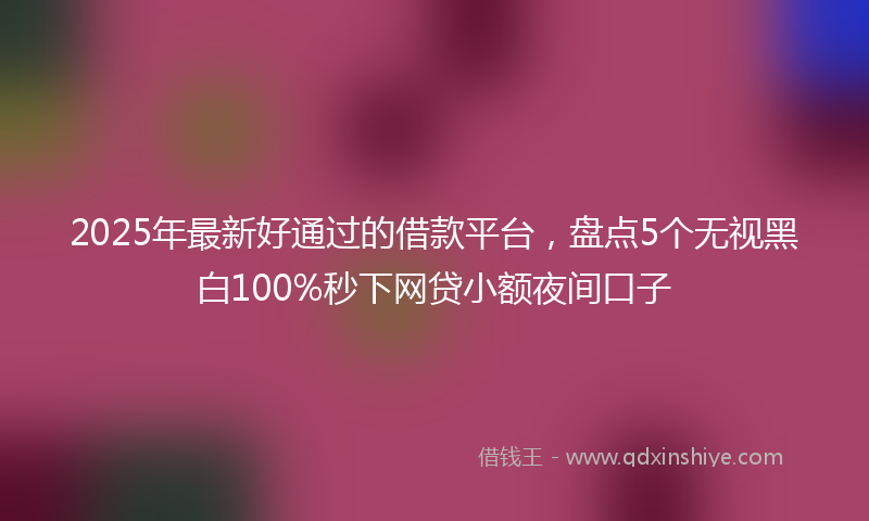 2025年最新好通过的借款平台，盘点5个无视黑白100%秒下网贷小额夜间口子