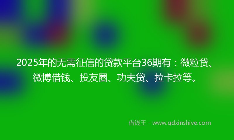 2025年的无需征信的贷款平台36期有：微粒贷、微博借钱、投友圈、功夫贷、拉卡拉等。