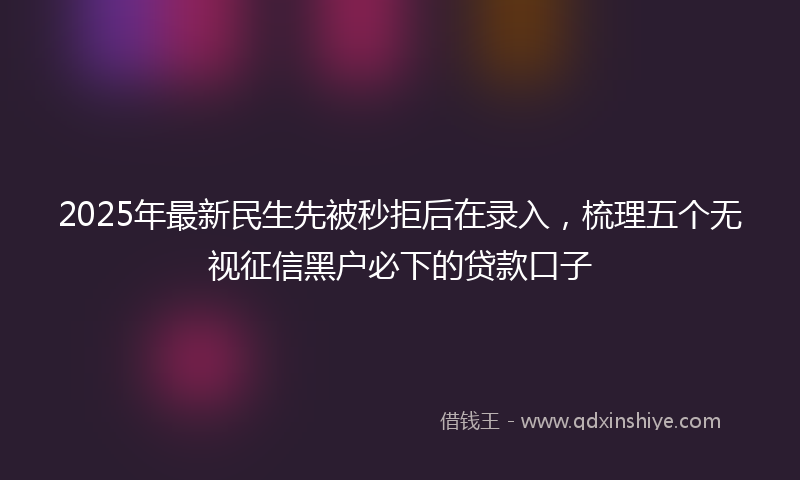 2025年最新民生先被秒拒后在录入，梳理五个无视征信黑户必下的贷款口子
