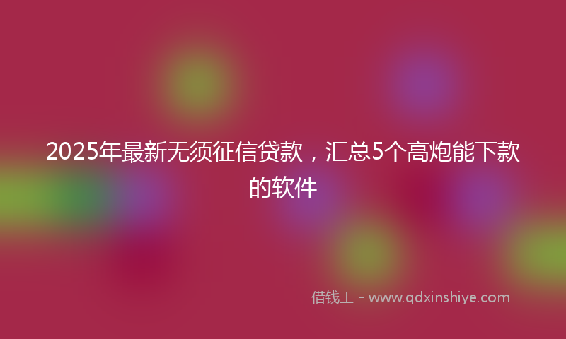 2025年最新无须征信贷款，汇总5个高炮能下款的软件