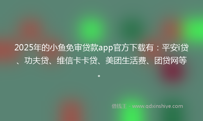 2025年的小鱼免审贷款app官方下载有：平安i贷、功夫贷、维信卡卡贷、美团生活费、团贷网等。