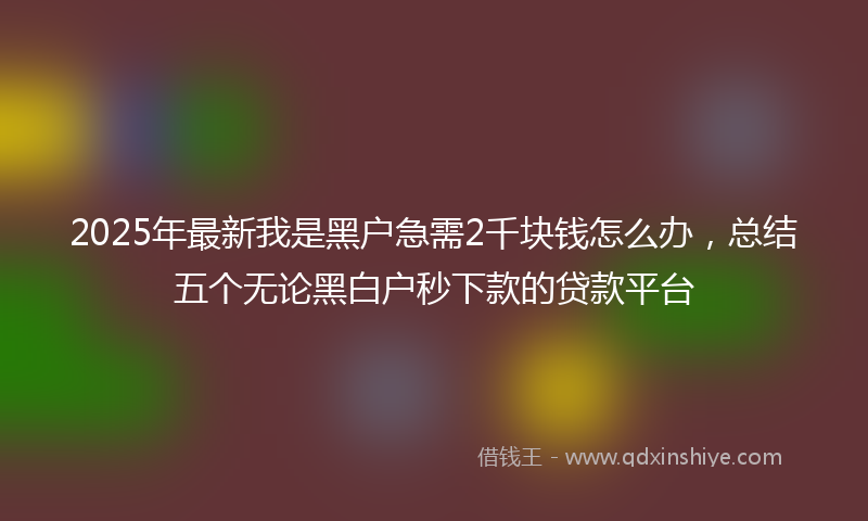 2025年最新我是黑户急需2千块钱怎么办，总结五个无论黑白户秒下款的贷款平台