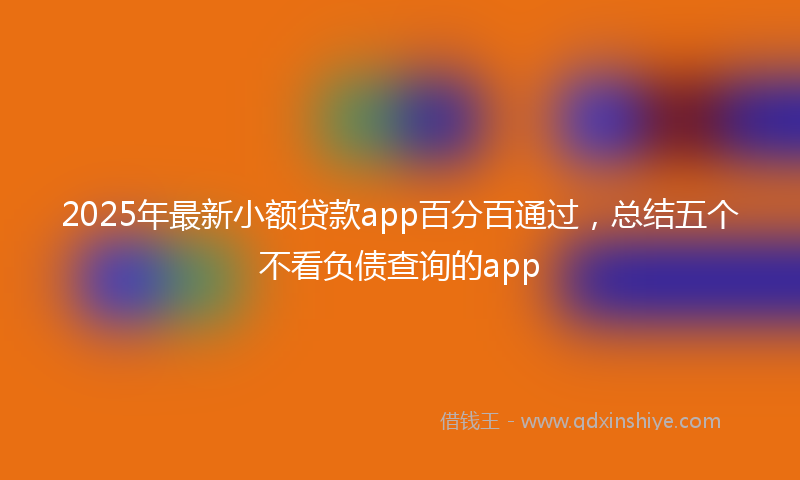 2025年最新小额贷款app百分百通过，总结五个不看负债查询的app