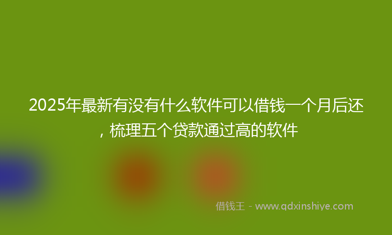 2025年最新有没有什么软件可以借钱一个月后还，梳理五个贷款通过高的软件