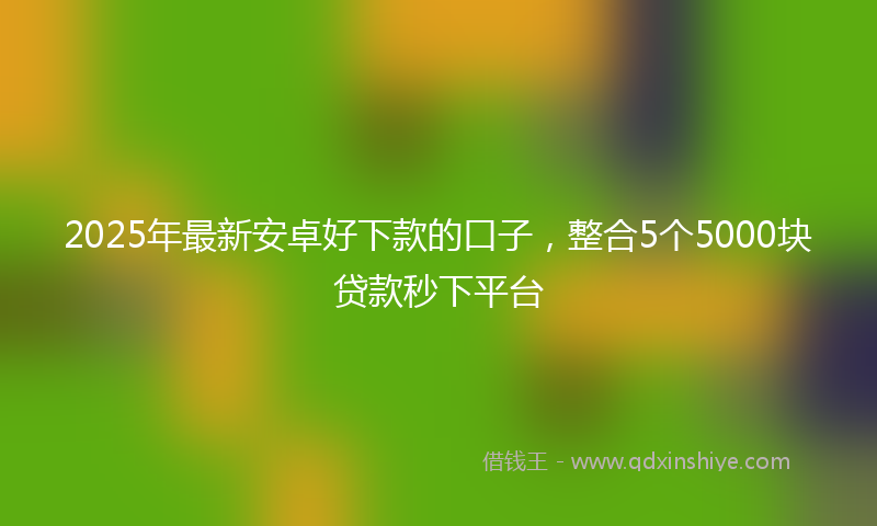 2025年最新安卓好下款的口子，整合5个5000块贷款秒下平台